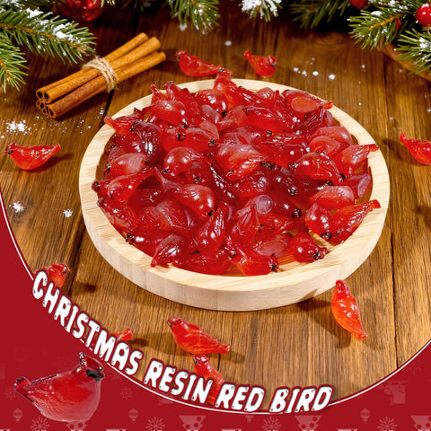 Bbiamsleep mini red cardinal ornament on cake topper, festive charm
