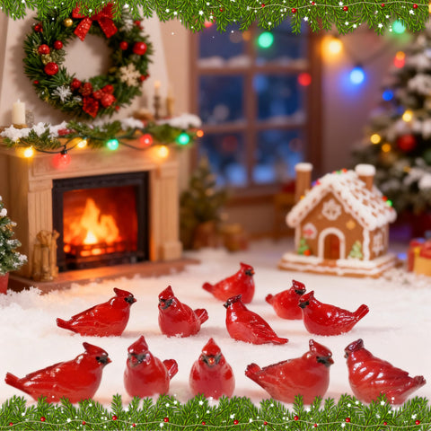 Bbiamsleep mini red cardinal ornament in garden micro landscape, bright focal