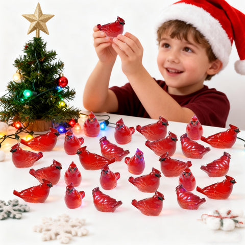 Bbiamsleep mini red cardinal ornament for crafts, easy to position