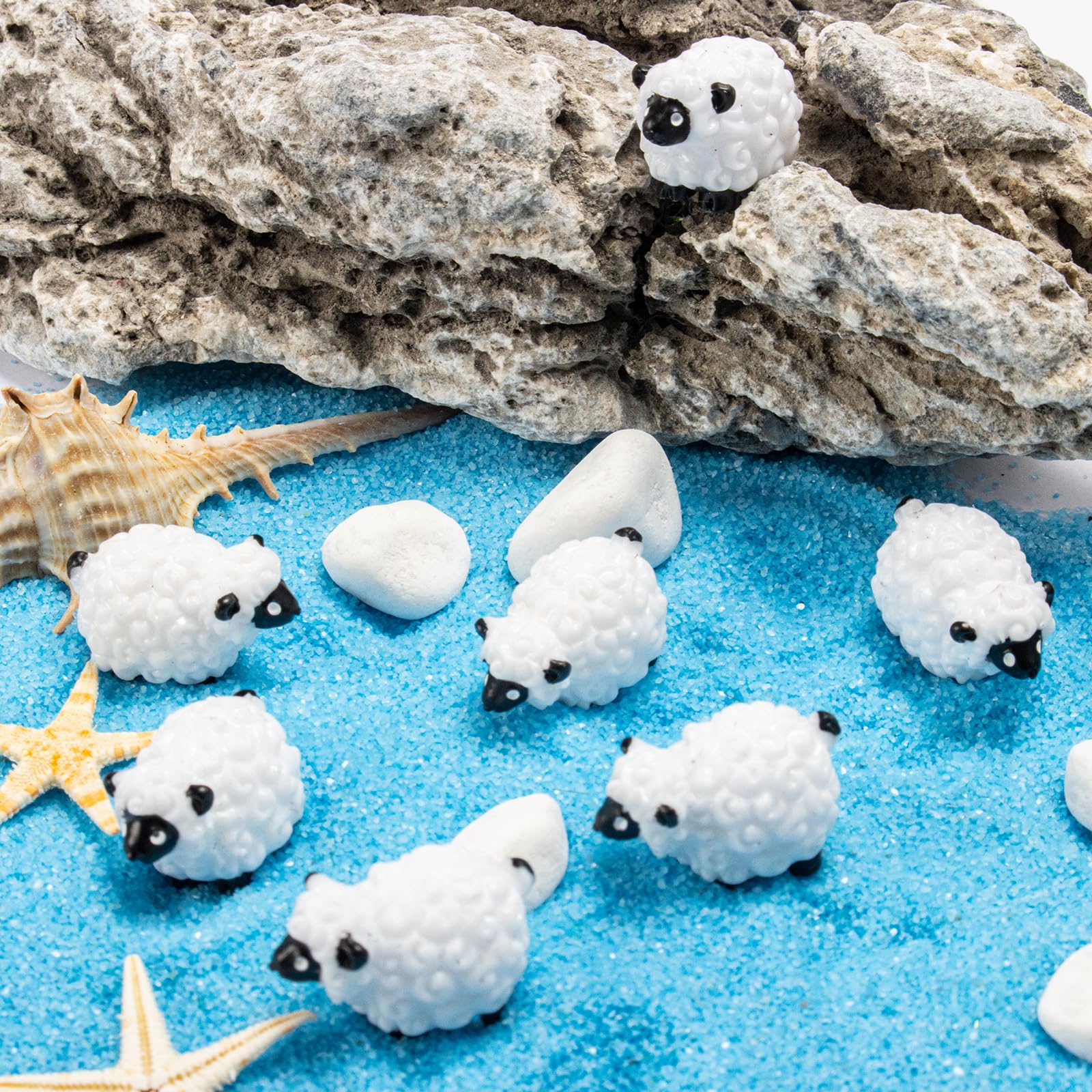 Bbiamsleep white sheep figurines for party favors and tablescapes.