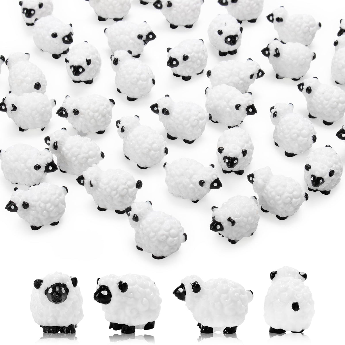 Bbiamsleep mini sheep figurines set for garden scenes and cake toppers.