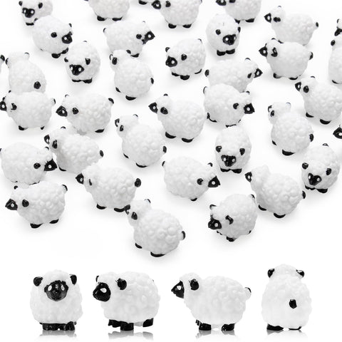 Bbiamsleep mini sheep figurines set for garden scenes and cake toppers.