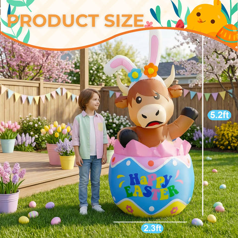 BBIOC LED-lit Easter inflatable highlights Highland cow at night