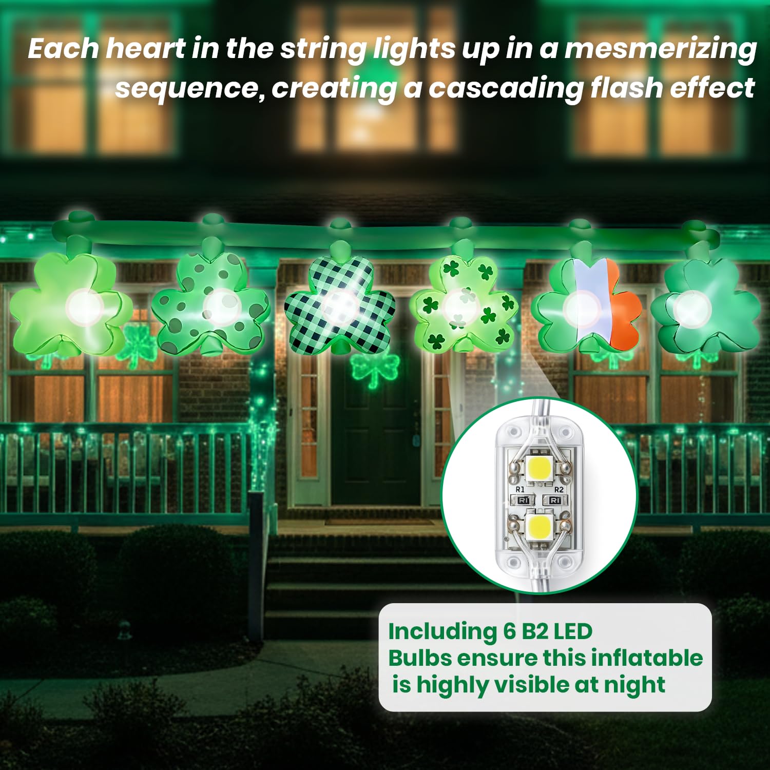 bbioc shamrock with built-in LEDs illuminating the display after dark