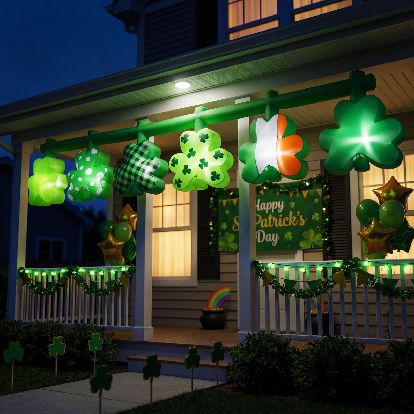 bbioc shamrock inflatable 12ft hanging decor outdoors for festive yard display