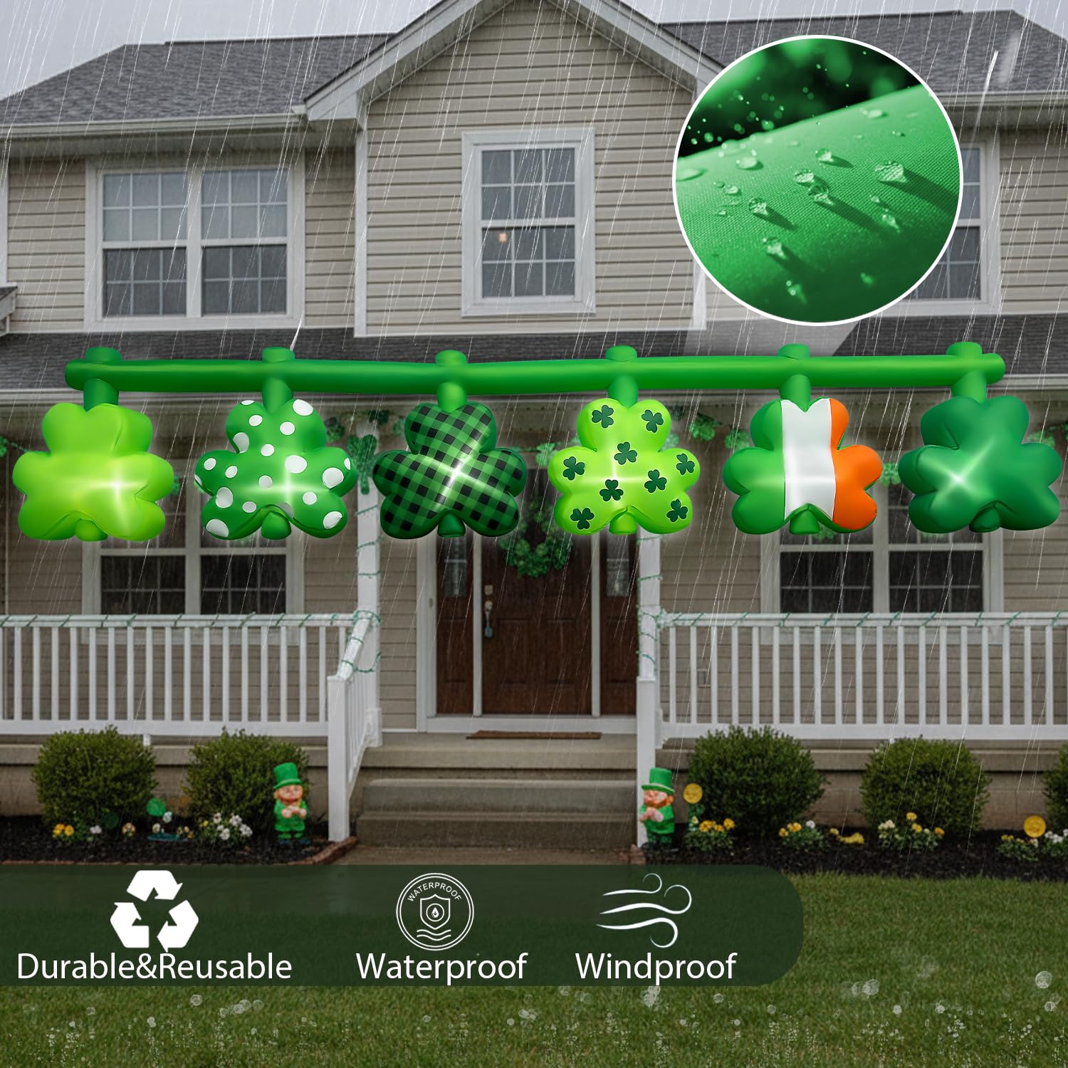 bbioc shamrock plaid and Irish colors design glowing at night