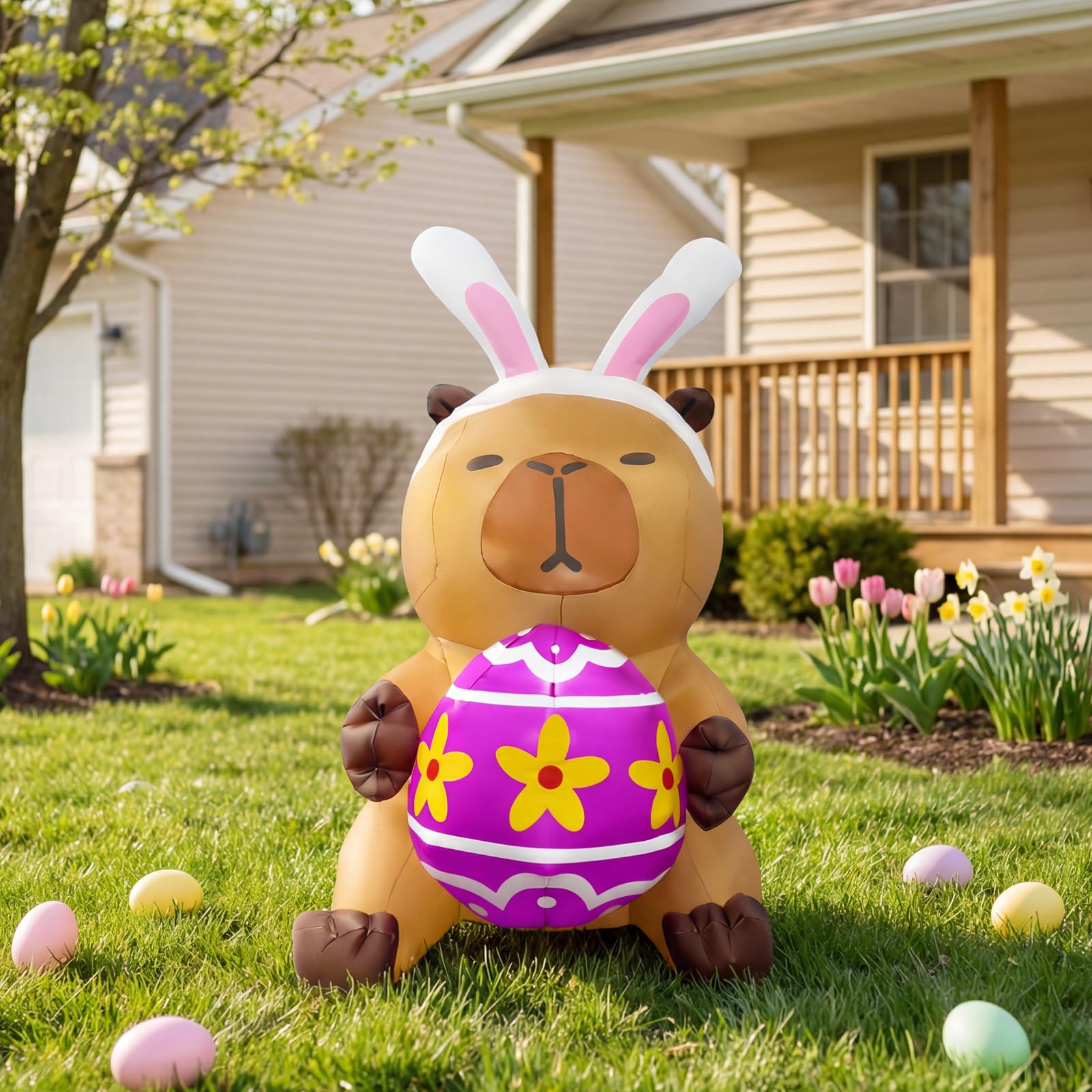 bbioc Easter capybara inflatable brightens lawns and gardens for holiday gatherings.