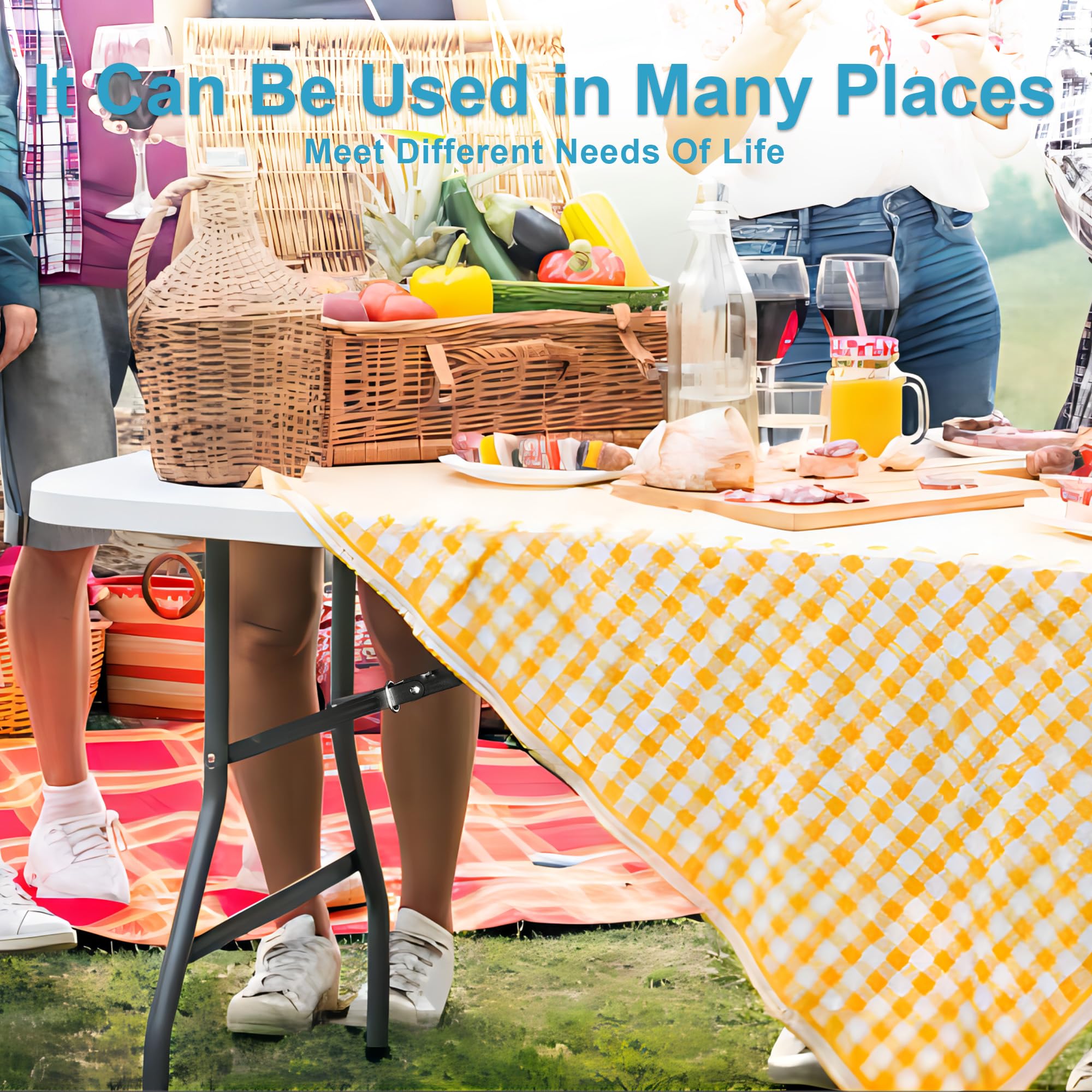 Bblife 6FT folding table outdoors at a party emphasizes versatility.