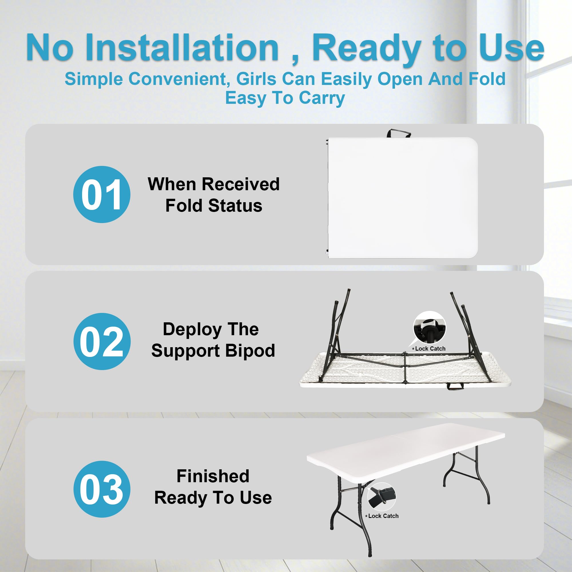 Bblife 6FT folding table quick-folding demonstration for rapid cleanup.