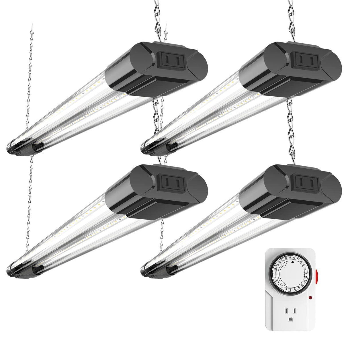 BBOUNDER 4-pack grow lights with timer for consistent indoor growth