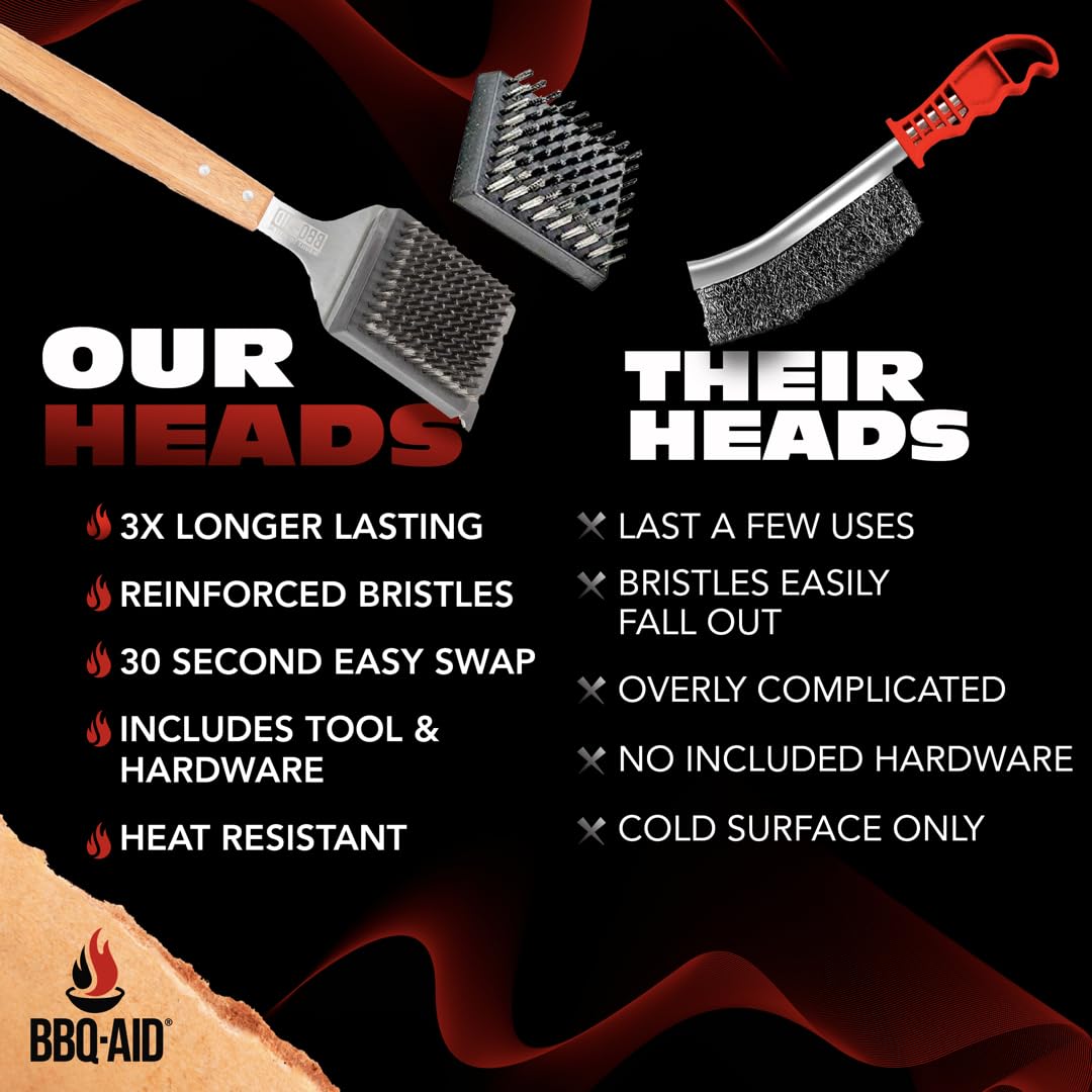 BBQ-Aid easy clean replacement heads for quick post cooking cleanup