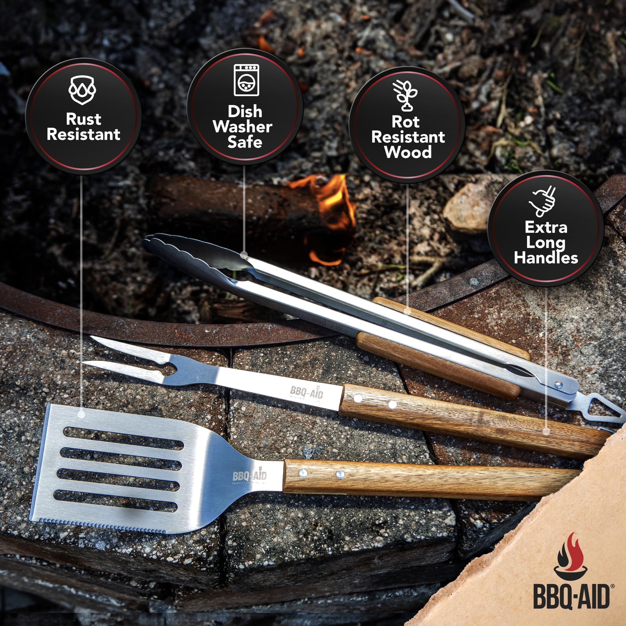 BBQ-Aid fork for secure meat handling and carving.