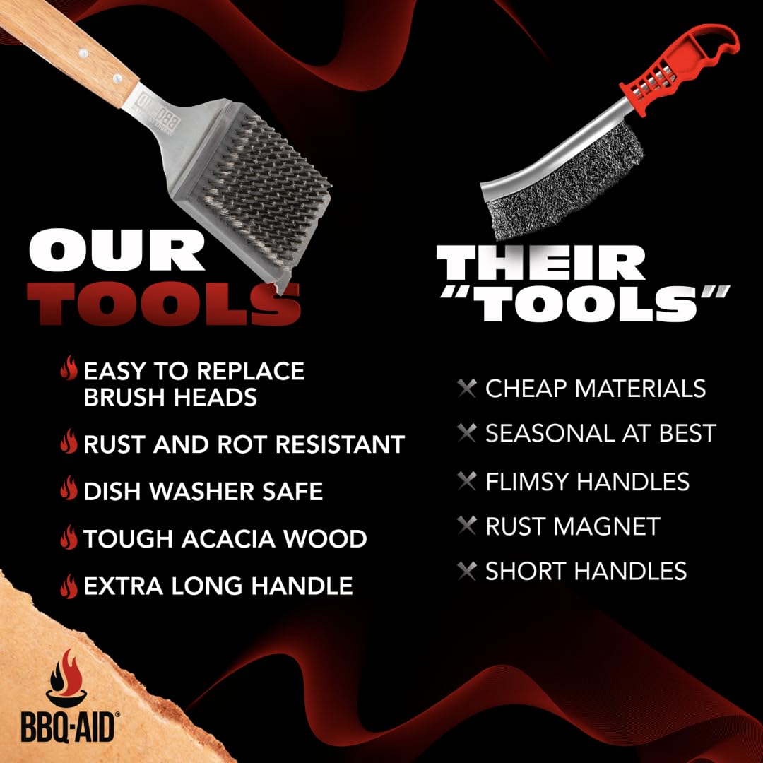 BBQ-Aid no-scratch design protects porcelain and ceramic grills during cleaning.