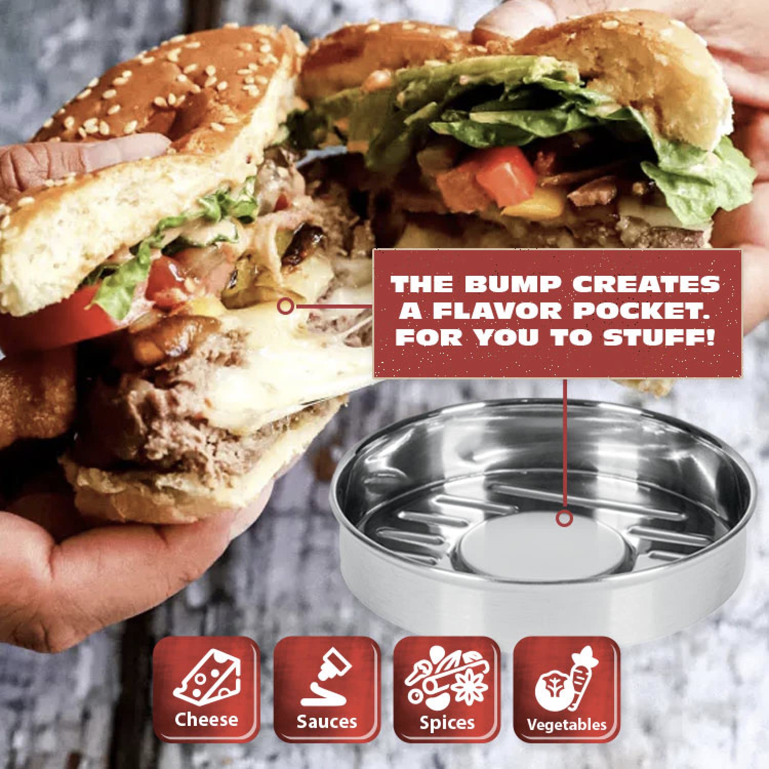 BBQ-Aid porcelain burger press five-inch diameter for consistent patties
