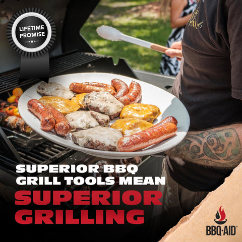BBQ-Aid stainless steel finish ensures durability and easy cleaning.