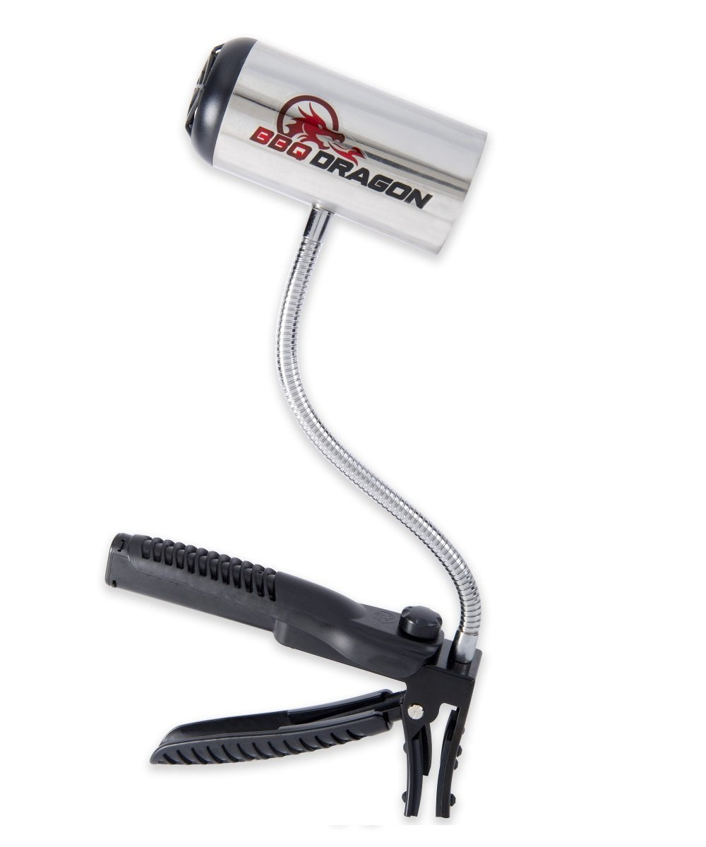 BBQ Dragon Charcoal Fan cordless power for fast ignition anywhere.
