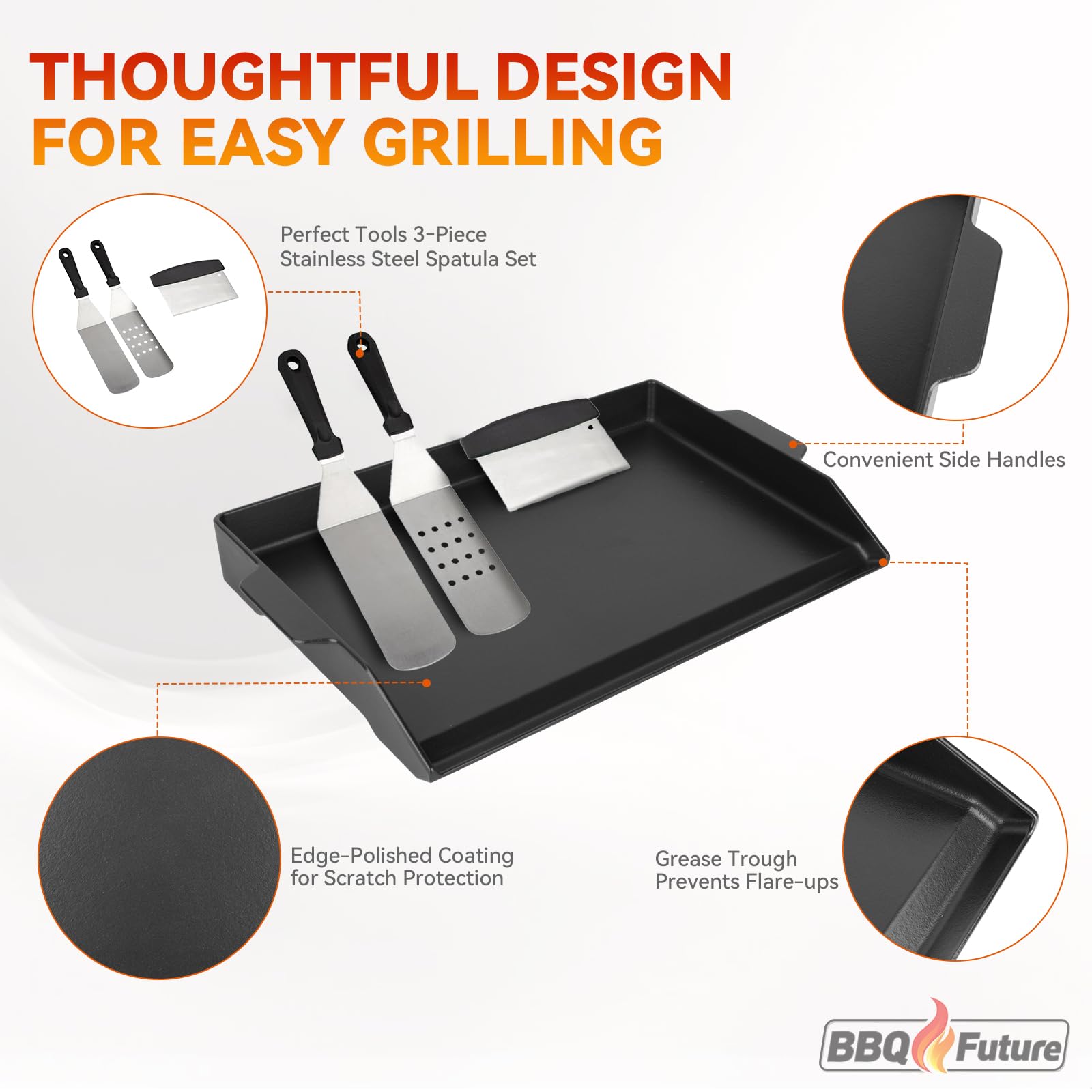 BBQ Future evenly heated cast iron plate for consistent searing