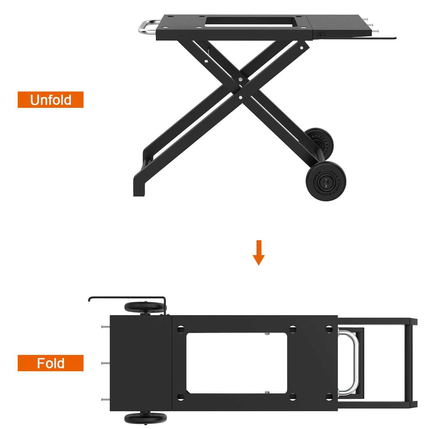 BBQ Future griddle-stand folded-storage demonstrates compact trunk storage