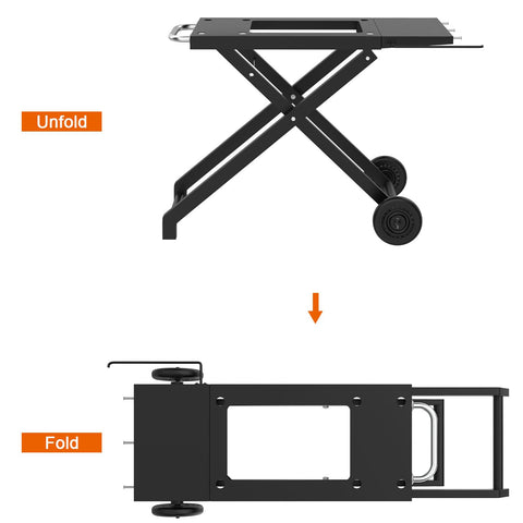 BBQ Future griddle-stand folded-storage demonstrates compact trunk storage