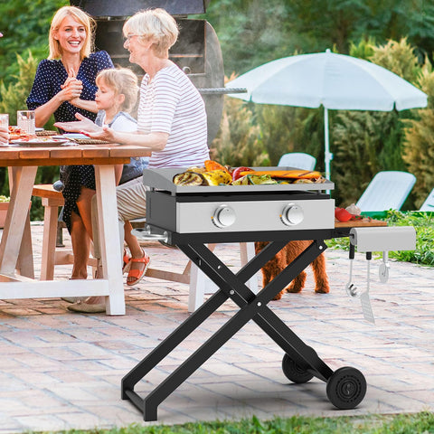 BBQ Future griddle-stand side shelf highlighting extra prep space for sauces and sides