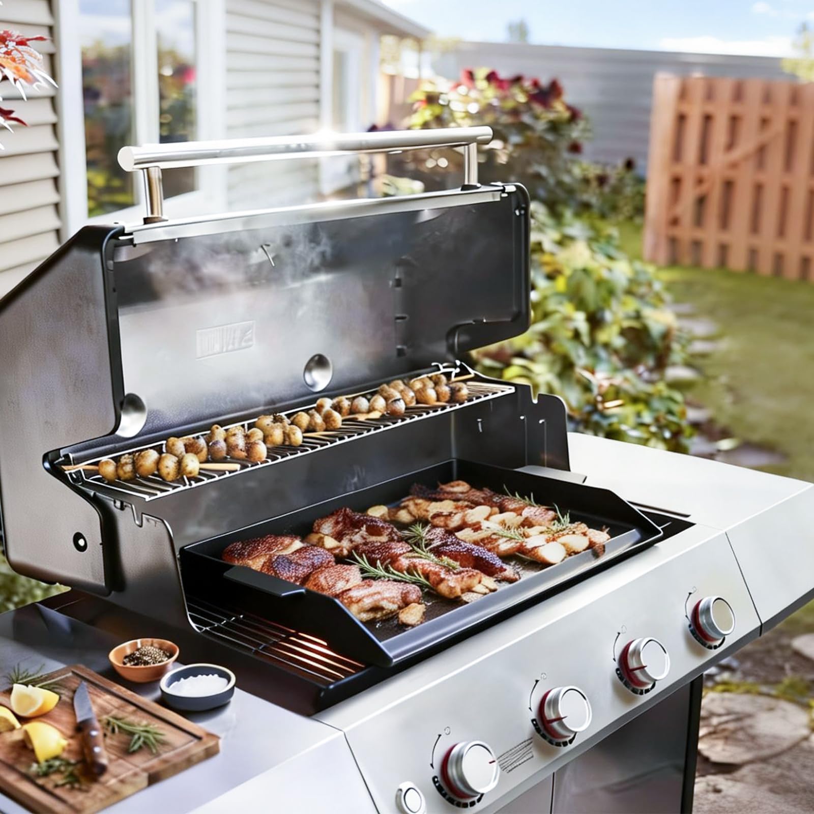 BBQ Future pre-seasoned cast iron plate demonstrates even heat