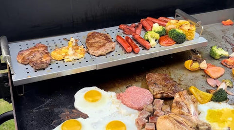 BBQ Future warming rack shows universal compatibility with Weber, Camp Chef, and more.