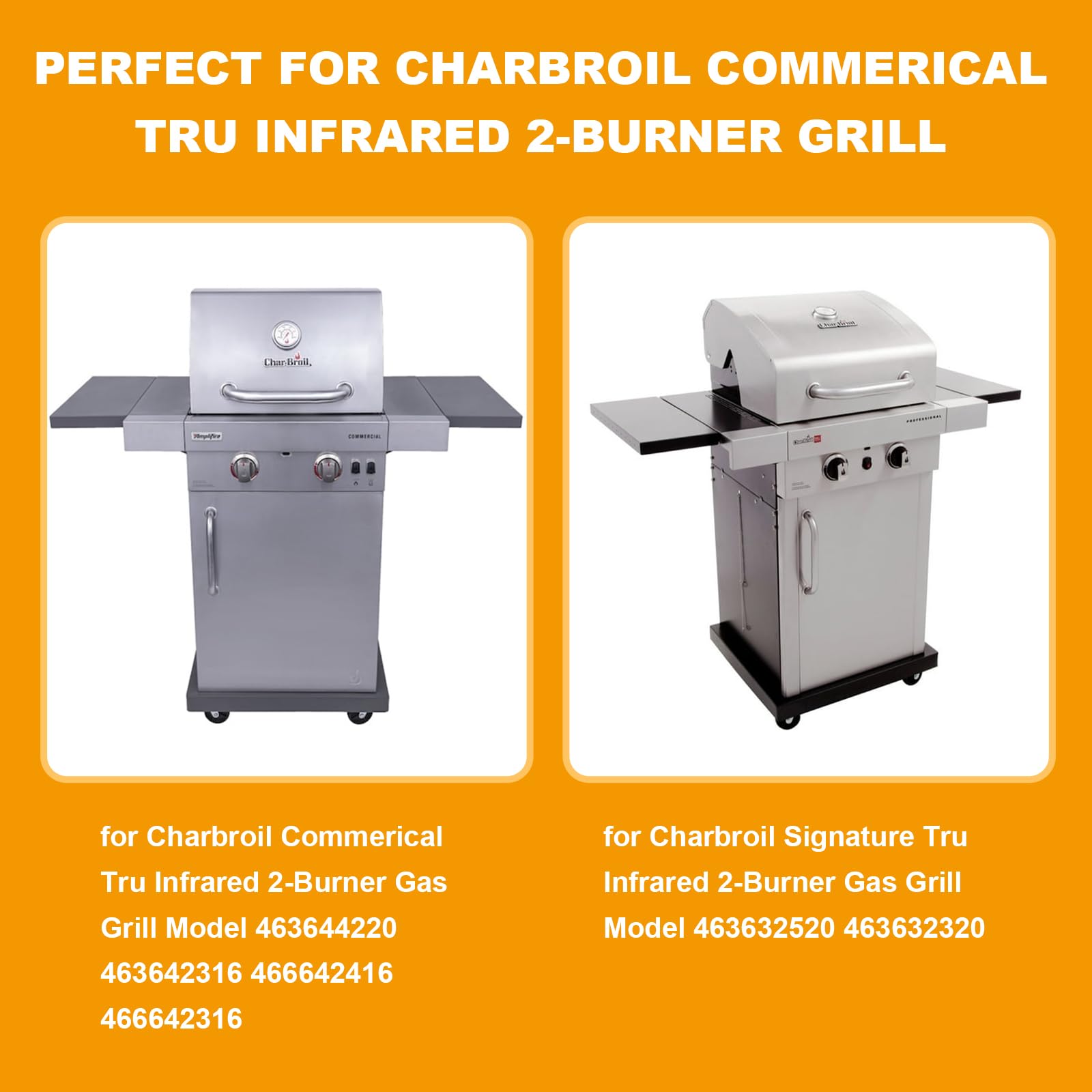 BBQ-PLUS stainless steel emitters show perforations for even heat distribution.