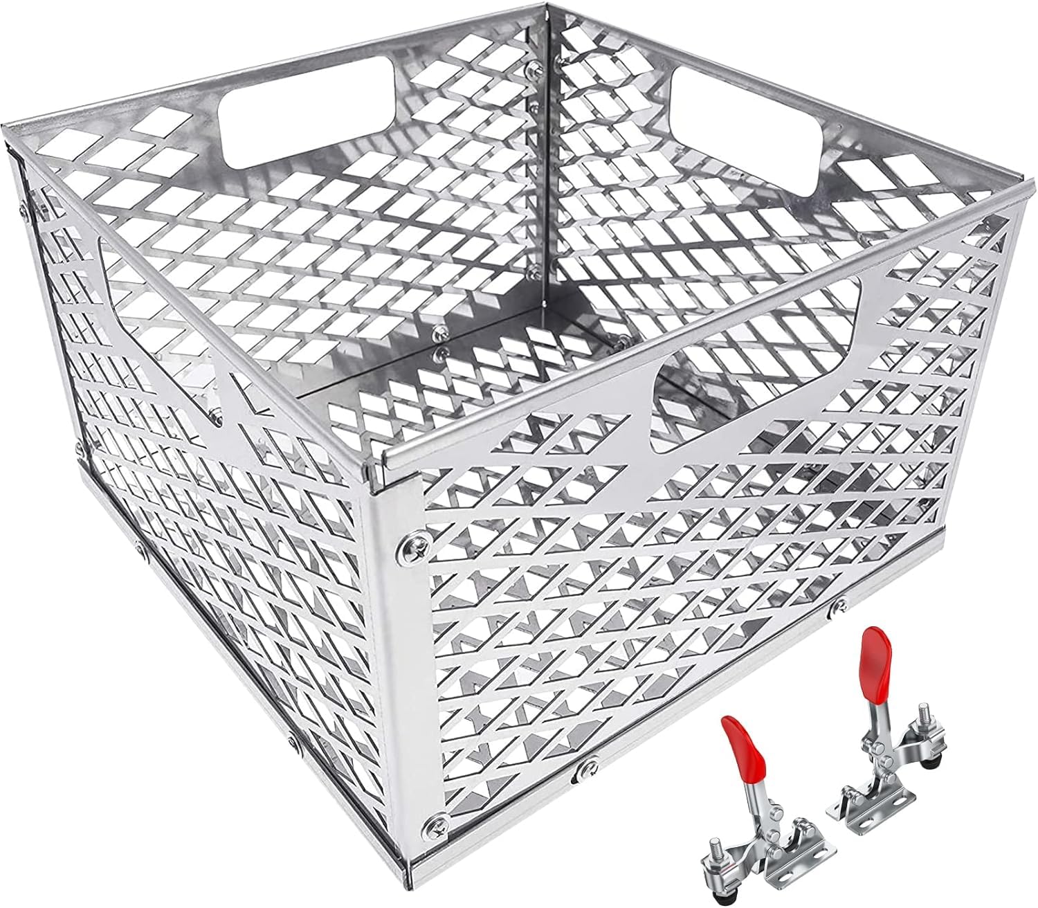 BBQ-PLUS charcoal firebox basket in stainless steel for durable heat retention.