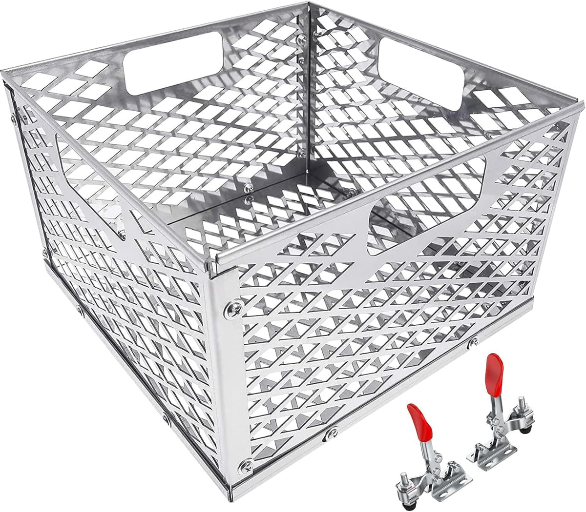 BBQ-PLUS charcoal firebox basket in stainless steel for durable heat retention.