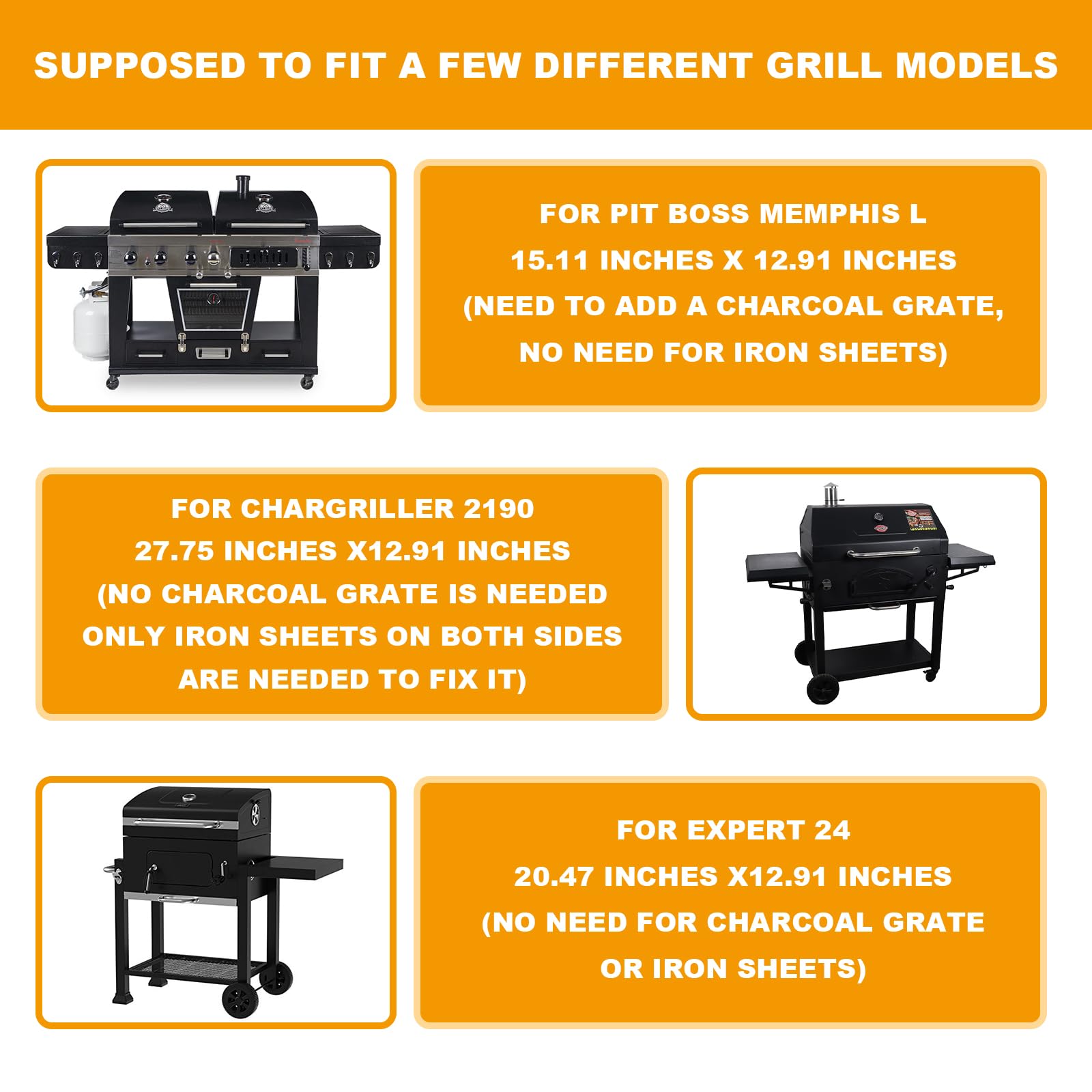 BBQ-PLUS charcoal tray compatibility with Pit Boss and Smoke Hollow grills