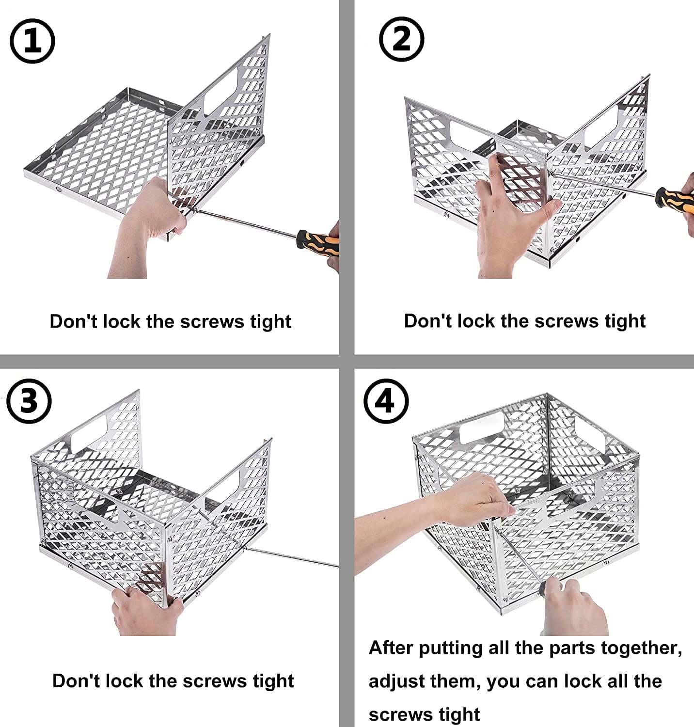 BBQ-PLUS easy-assembly clamps and screws for quick setup.