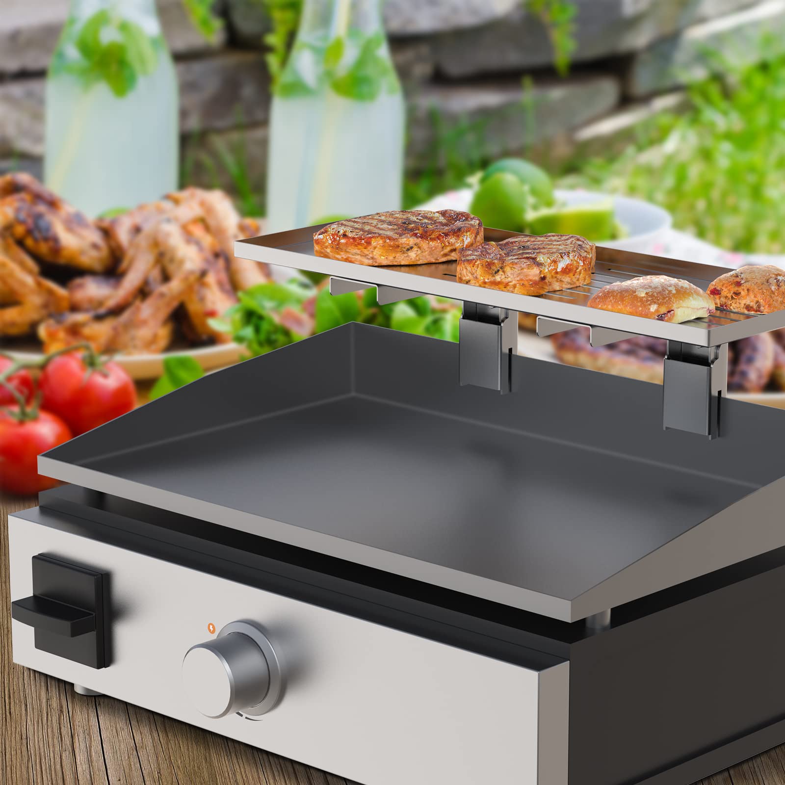 BBQ-PLUS stainless steel warming rack resists corrosion during grilling.