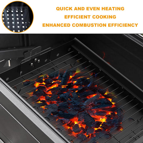 BBQ-PLUS ventilated design improves airflow for efficient burn