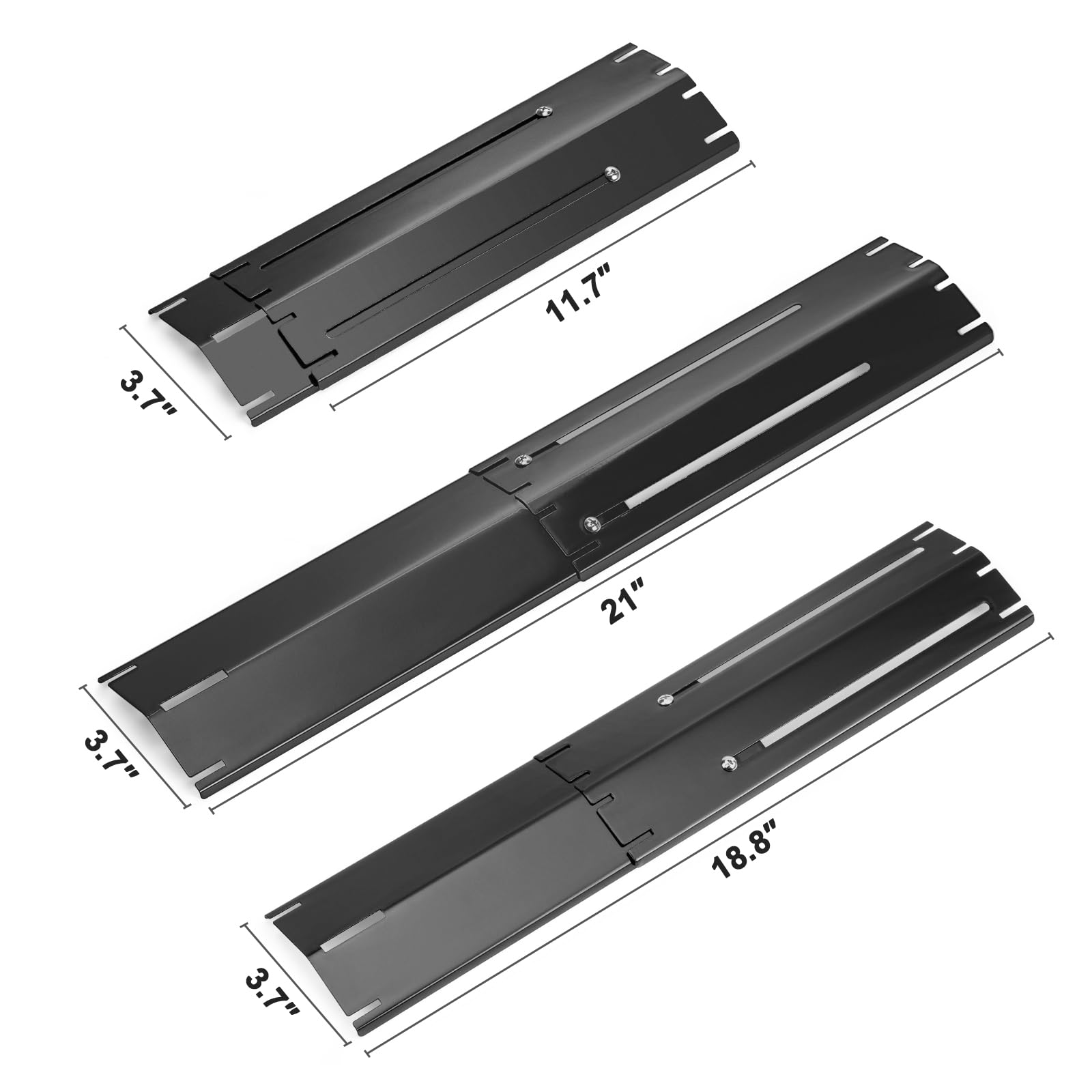 BBQ-Yummy heat plate extended length showing adjustable 11.7 to 21 inches.