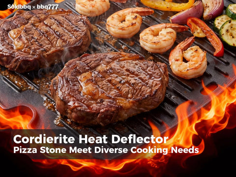 BBQ777 reversible cast iron griddle, two cooking surfaces to expand your grill menu