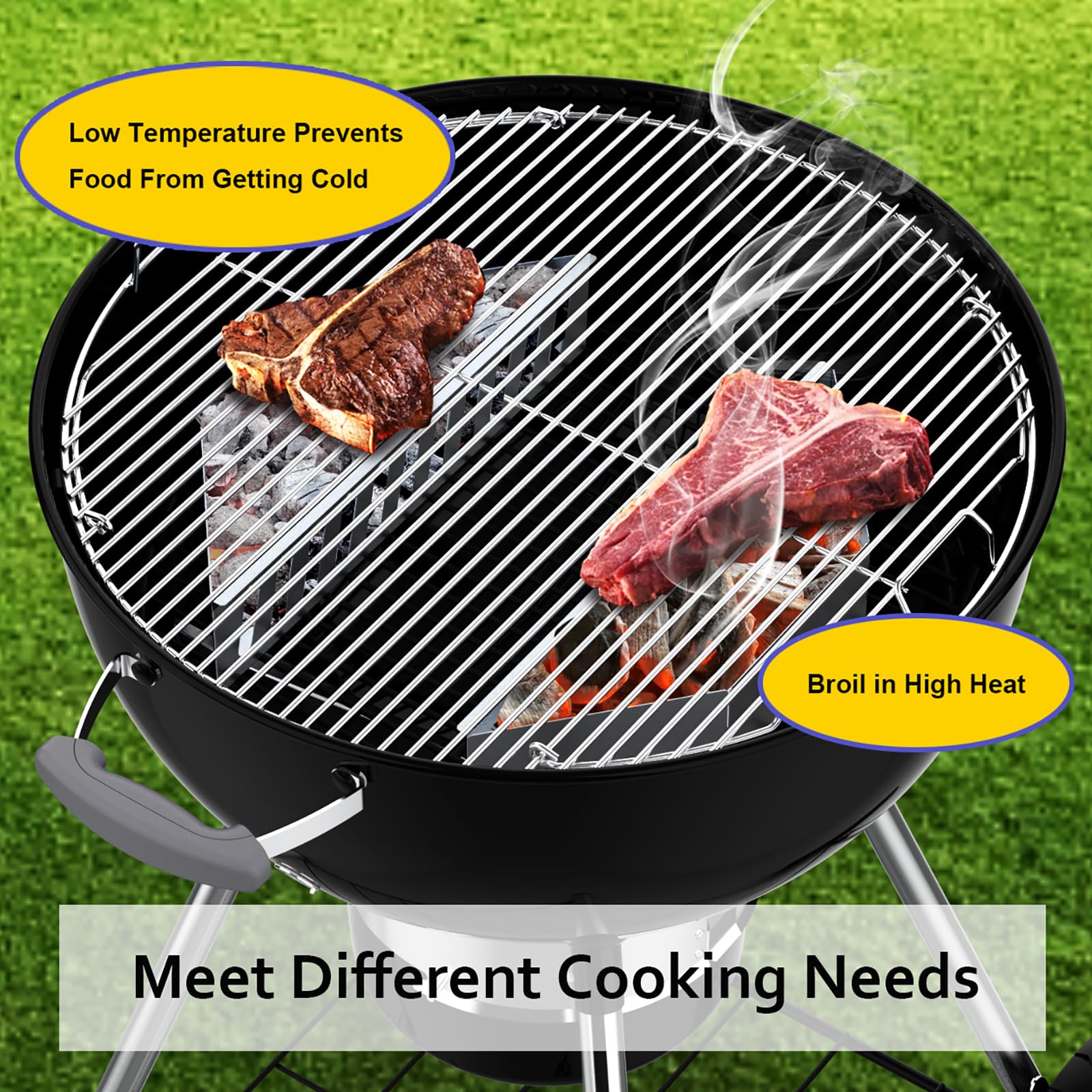 BBQCuker Charcoal Basket direct and indirect grilling support for flexible cooking styles.