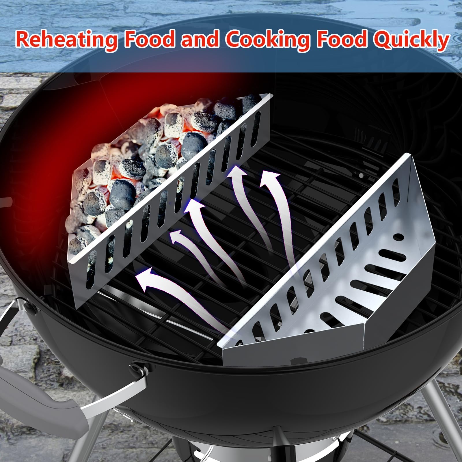 BBQCuker Charcoal Basket easy-clean surface simplifies post-grill cleanup.
