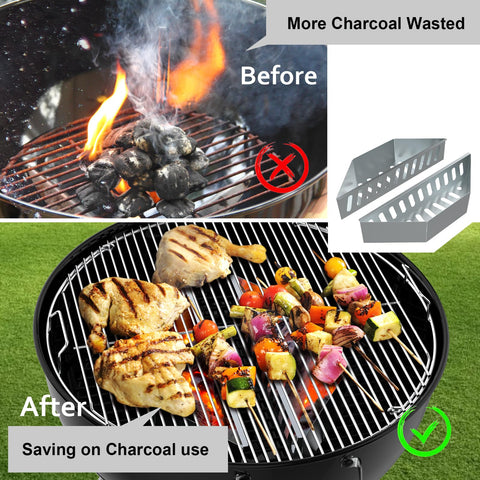 BBQCuker Charcoal Basket large capacity holds more charcoal for longer sessions.