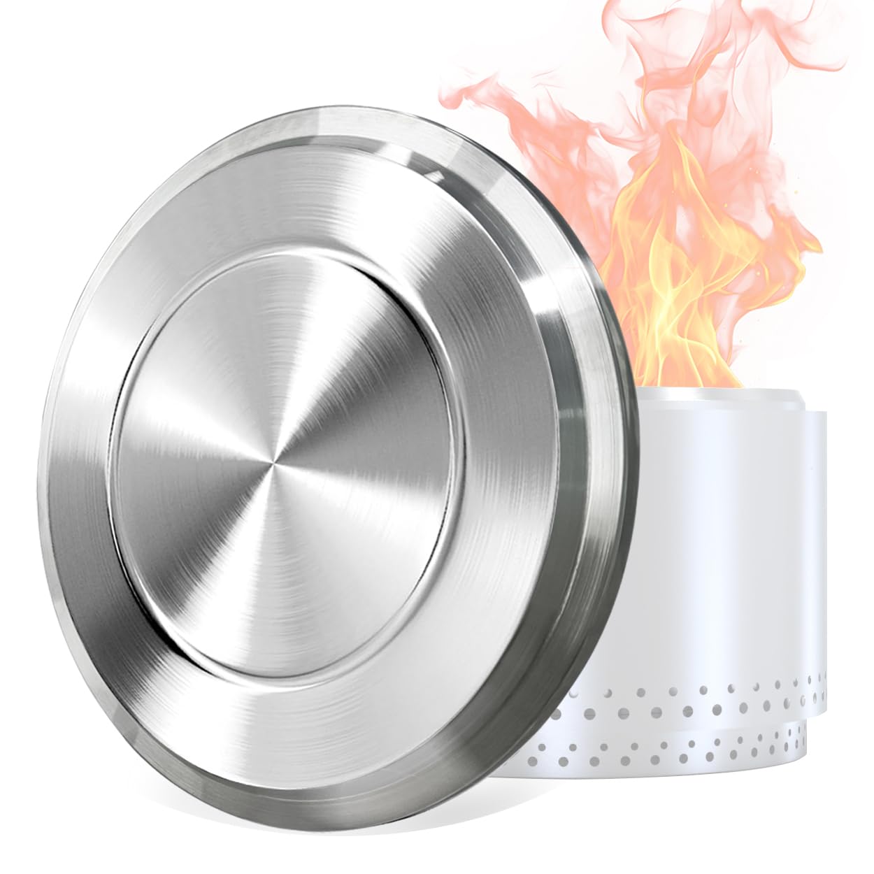 BBQCuker fire pit lid for Solo Stove Bonfire showing durable stainless steel construction
