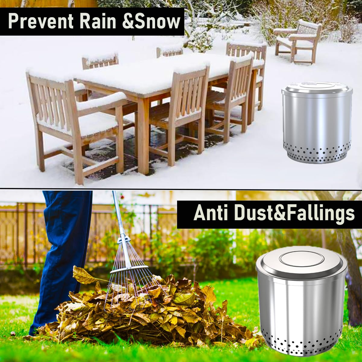 BBQCuker lid protecting the fire pit from rain and weather