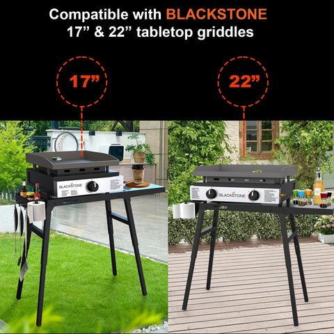 Removable side shelf on BBQCuker stand keeps utensils within reach