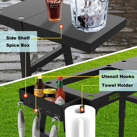 Spice box on BBQCuker stand keeps seasonings organized