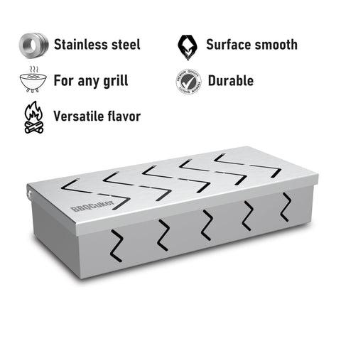 BBQCuker smoke box with lid open shows spacious interior for wood chips.