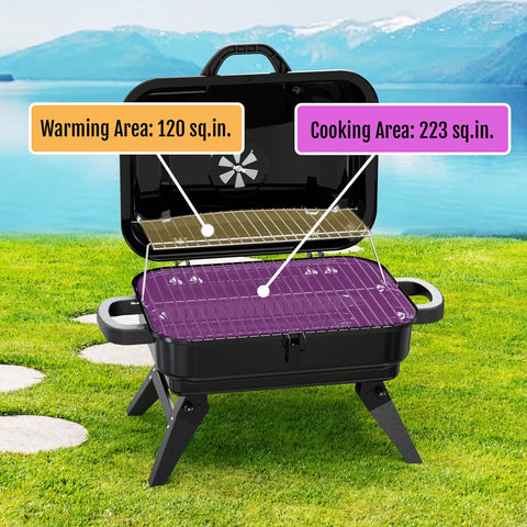 BBQCuker tabletop grill with foldable legs for easy transport