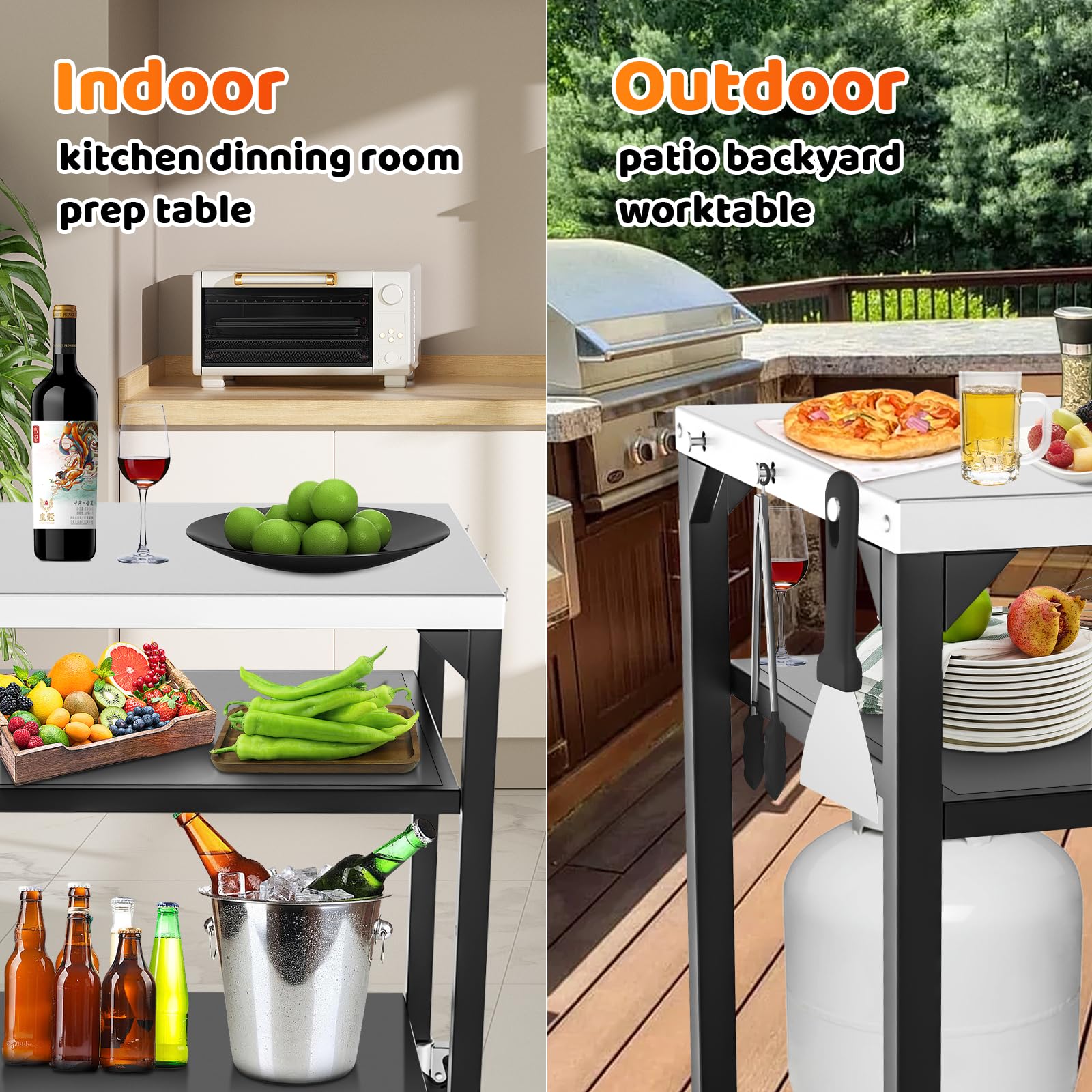 BBQMall locking wheels demonstrate stable setup during cooking
