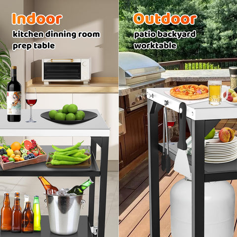 BBQMall locking wheels demonstrate stable setup during cooking