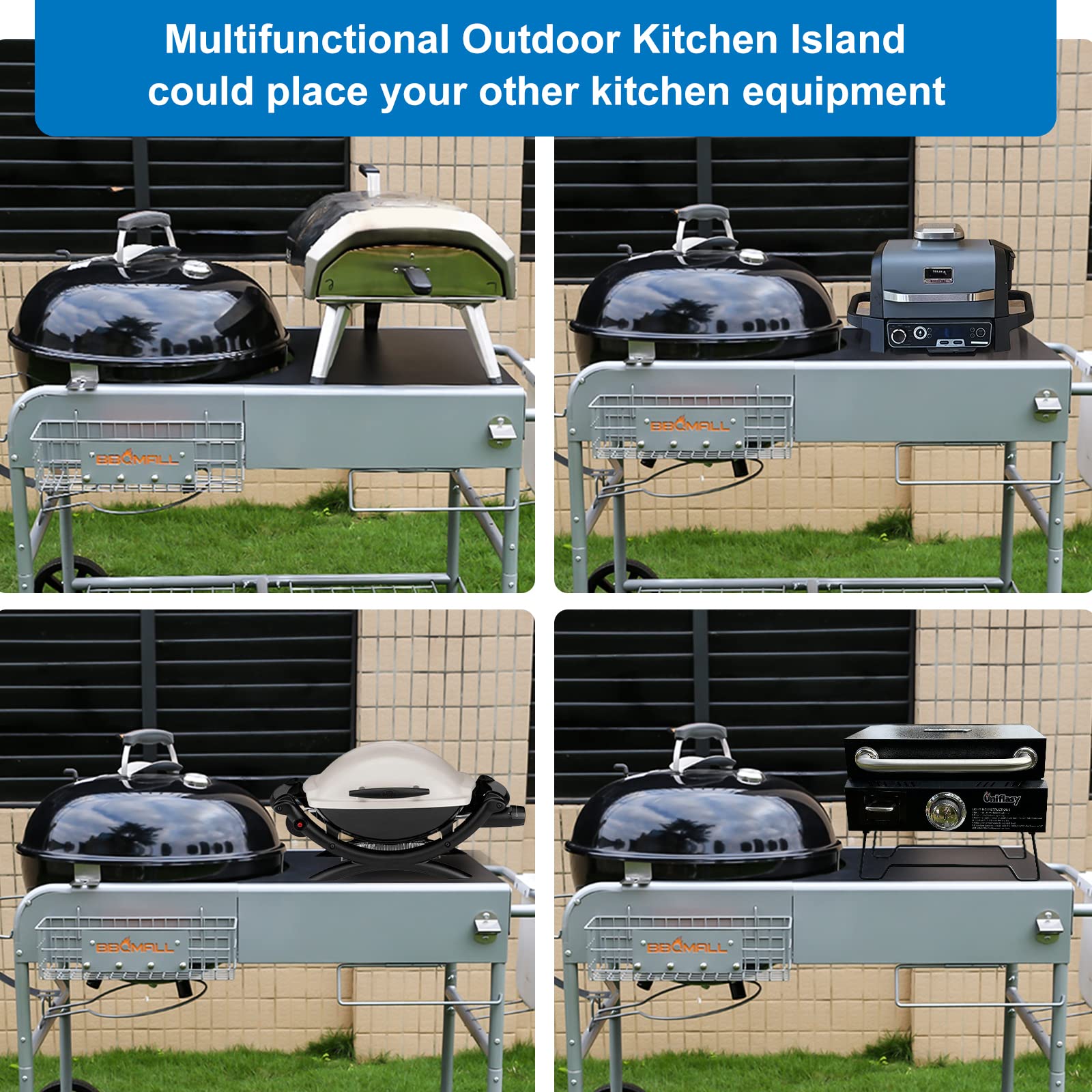 BBQMall grill table lower storage rack holding accessories safely