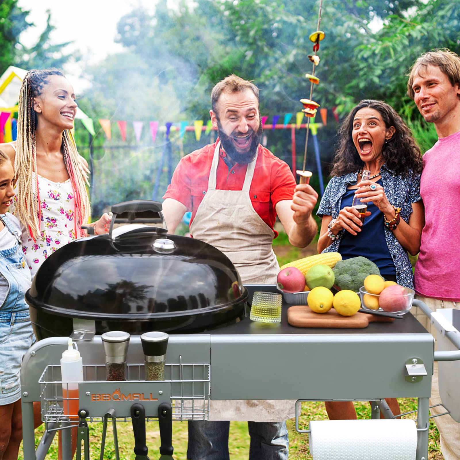 BBQMall grill table paper towel holder ready for quick cleanups