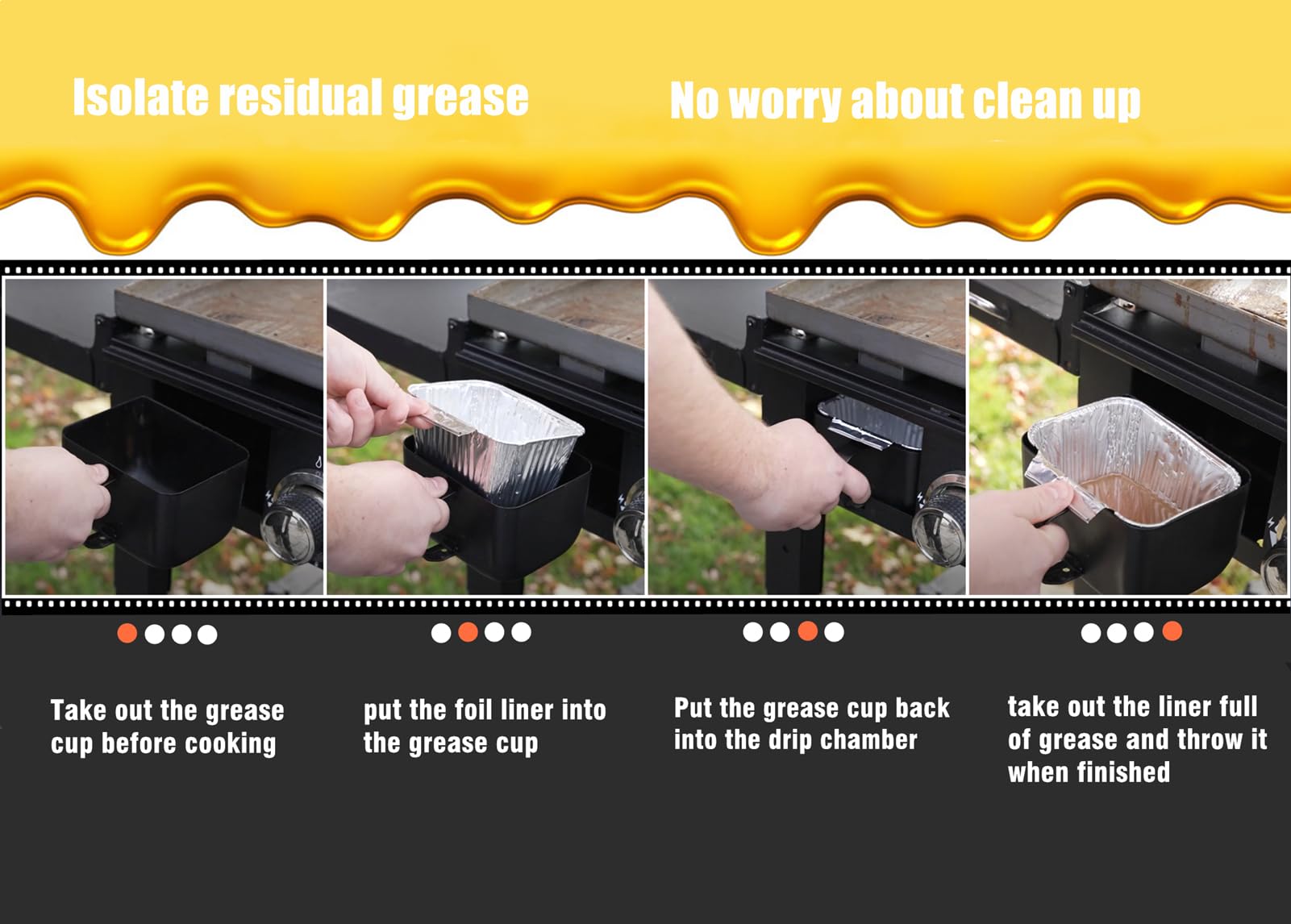 BBQMFG grease cup liner on Blue Rhino Razor GGC1643M captures grease easily