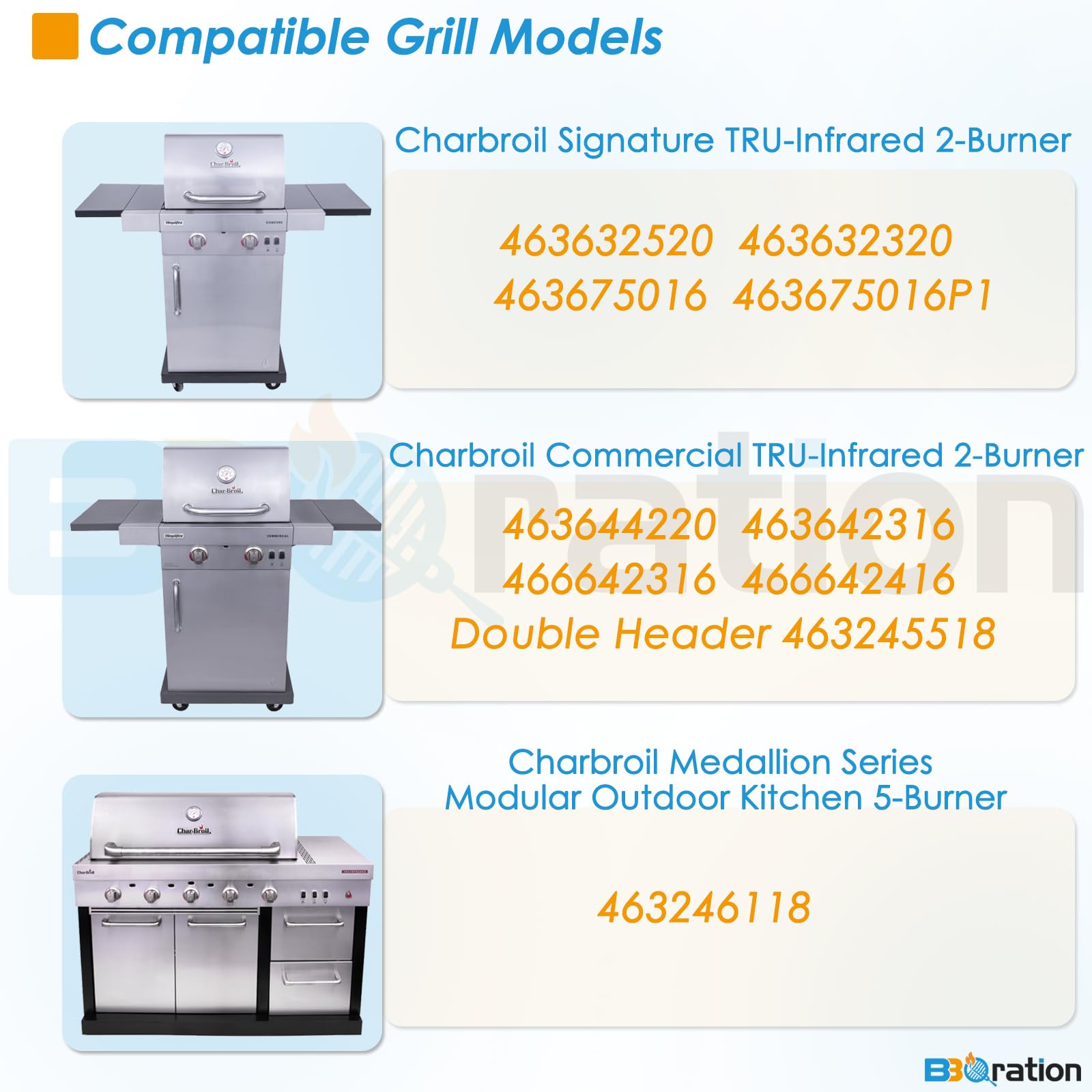 BBQration 17-inch matte cast iron grate provides a durable grilling surface.